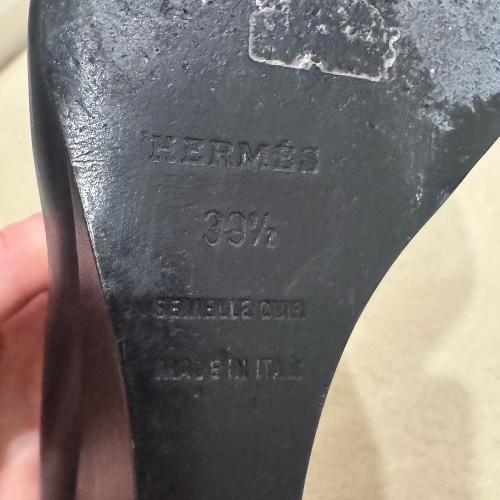 Hermes Black Leather high Wedge Shoes 3.5 inch platform - Picture 7 of 7